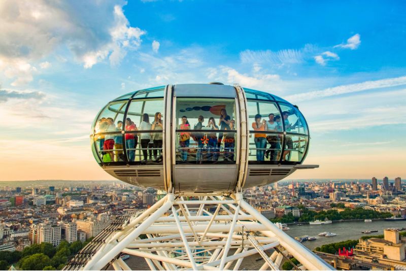 A close-up of a London Eye capsule